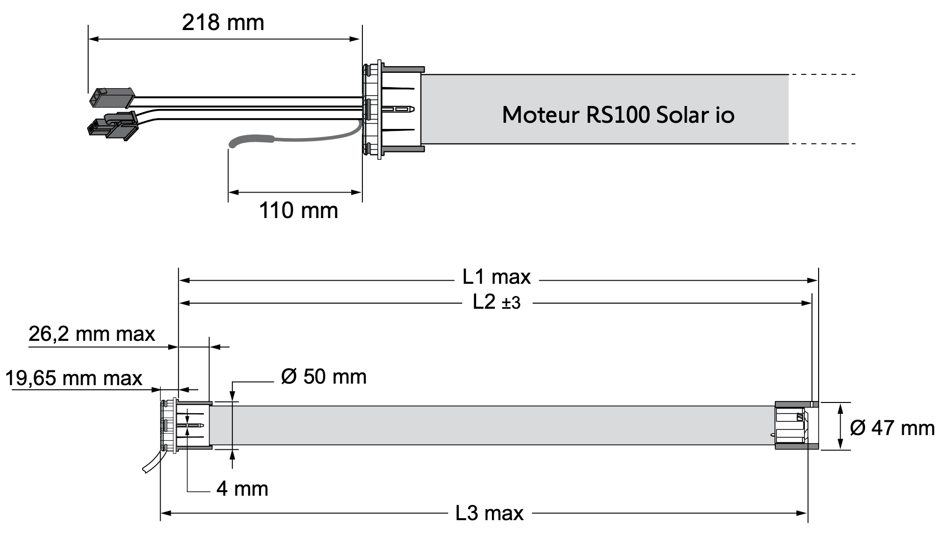 Dimensions Moteur RS100